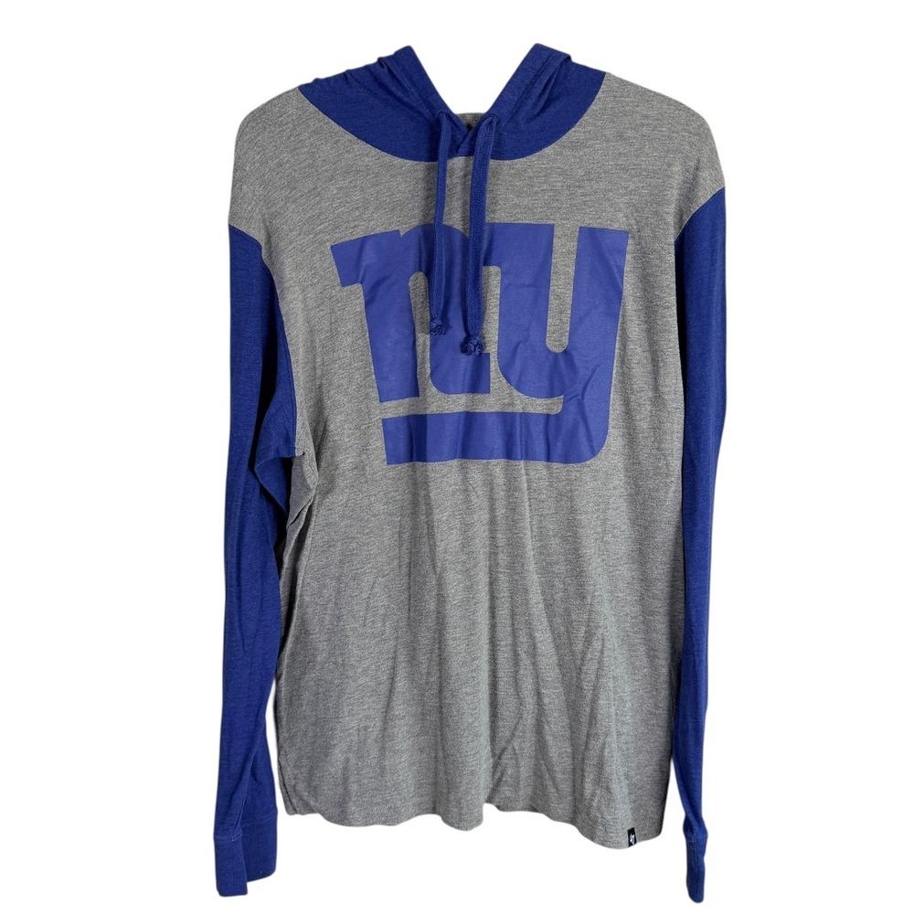47 Brand New York Giants Hoodie Mens M Grey Blue Long Sleeve Lightweight NFL